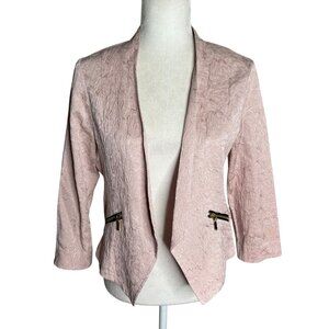 Charlotte Russe Open Front Blazer Jacket Large Light Pink Gold Zip Faux Pockets